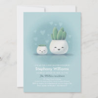 Chá de fraldas Azul Cute Kawaii Succulent Boy Conv