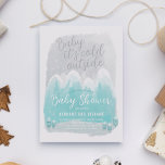 Convite Chá de fraldas azul das Montanhas da Neve Fria Ext<br><div class="desc">Personalize este Bebê Bonito,  Frio Fora do Chá de fraldas,  com uma ilustração original desenhada à mão de montanhas bonitinhas e simples de neve em cores azuis turquesas com copas de neve e poucas árvores de inverno. Este design é definido como um modelo para sua fácil personalização on-line.</div>