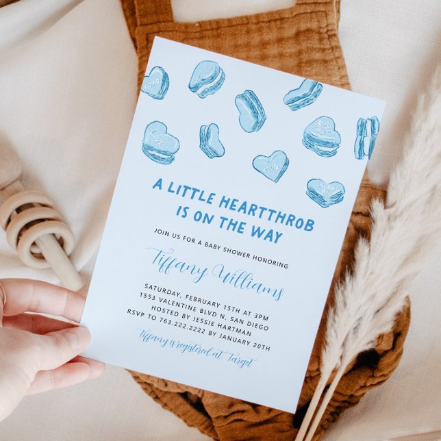 Convite Chá de fraldas Azul dia de os namorados (Criador carregado)