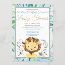 Chá de fraldas Azul do Garoto Leão de Aquarela