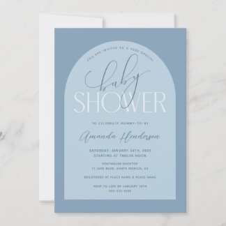 Convite Chá de fraldas Azul Dusty