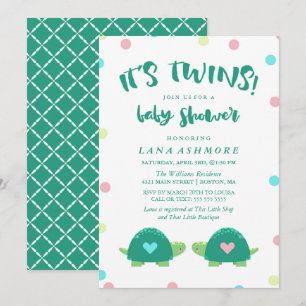 Convite Chá de fraldas azul gêmeo dos gêmeos do rosa da