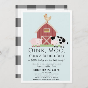 Convite Chá de fraldas Azul Gingham - Garoto