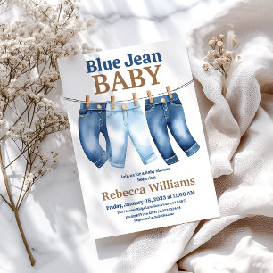 Convite Chá de fraldas Azul Jean Denim Boy Clothline