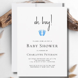 Convite Chá de fraldas Azul Moderno