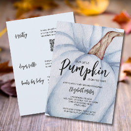 Convite Chá de fraldas Azul Pumpkin Menino Em Um Único