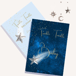 Convite Chá de fraldas Azul Twinkle Stars