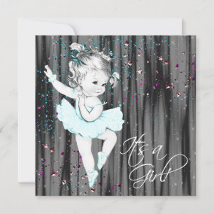 Convite Chá de fraldas Azul Vintage