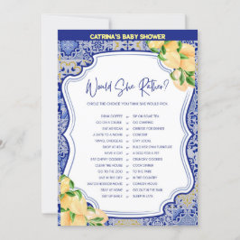 Convite Chá de fraldas Azulejos Azul-Limão - Nome Editável
