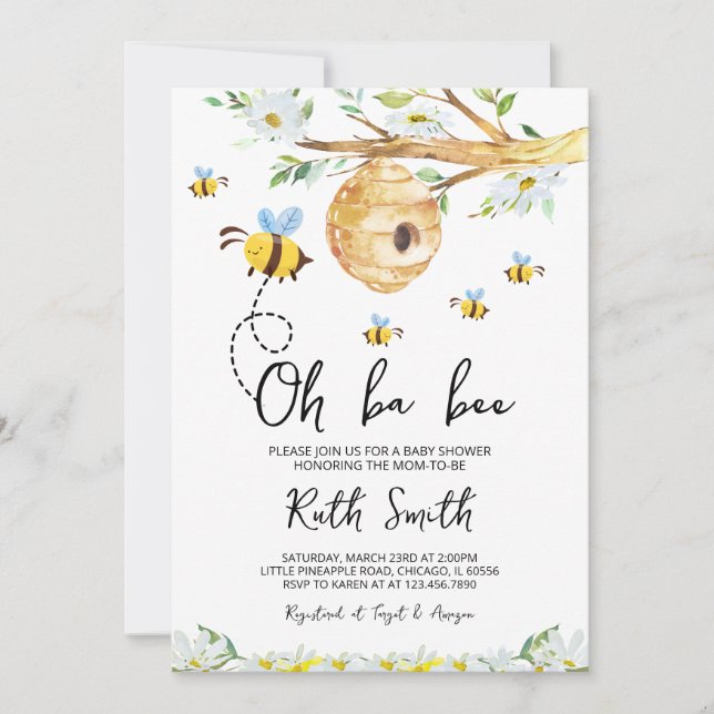 Convite Chá de fraldas BaBee (Frente)