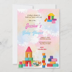 Convite Chá de fraldas Baby Blocks