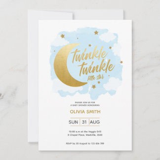 Convite Chá de fraldas Baby Boy Convide com Estrelas Rosa