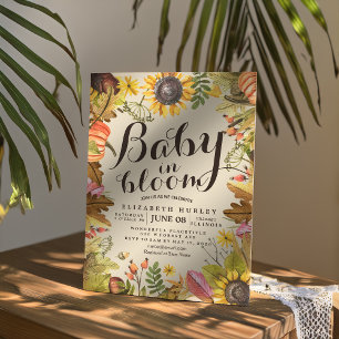 Convite Chá de fraldas Baby in Bloom Maple Pumpkin Sunflo