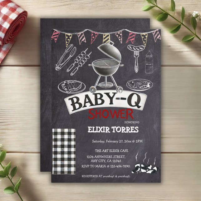 Convite Chá de fraldas Baby-Q Grill Chalkboard (Criador carregado)