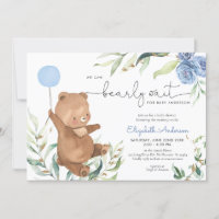 Chá de fraldas Balão de Urso Verde Azul Floral