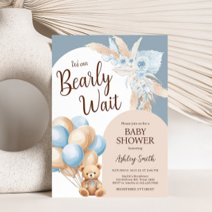 Convite Chá de fraldas Balão do Urso Azul