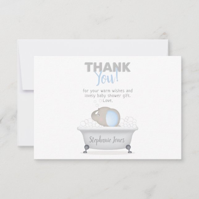 Convite Chá de fraldas Bath Boy do Baby Elephant (Frente)