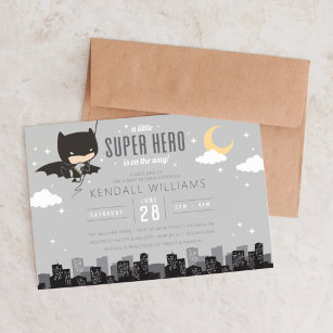 Convite Chá de fraldas Batman Super Hero