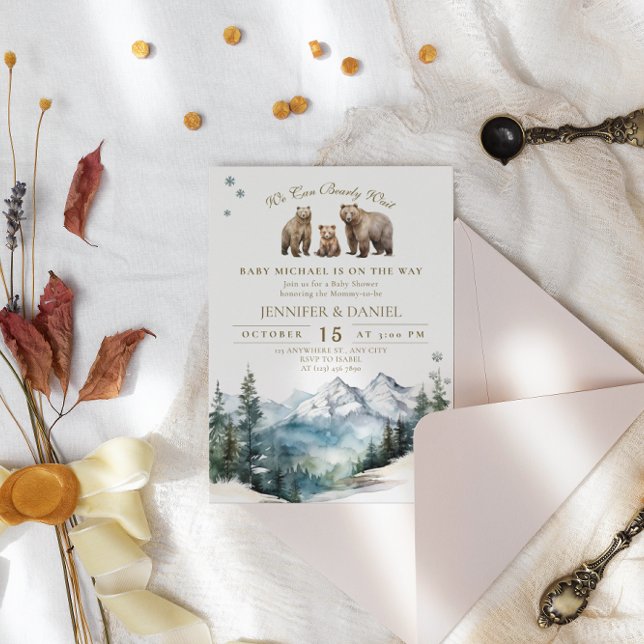 Convite Chá de fraldas Bear Adventure Winter Mounts (Criador carregado)