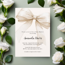 Convite Chá de fraldas bege neutro em relação ao gênero do