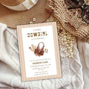 Convite Chá de fraldas Beige Boho Western Cactus Cowgirl