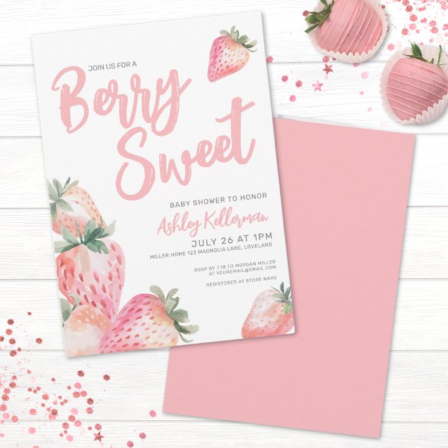 Convite Chá de fraldas Berry Sweet (Berry Sweet Baby Shower Invitation)