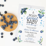 Convite Chá de fraldas Berry Sweet Blueberry<br><div class="desc">Este chá de fraldas de mirtilo é perfeito para celebrar a chegada de um "Bebê Berry Sweet". A design apresenta frágil mirtilos de aquarela, criando um sentimento charmoso e caprichoso. O convite é para impressionar seus convidados e dar o tom para uma celebração encantadora. Isto é muito popular para o...</div>