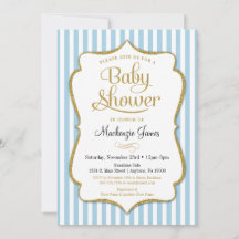 Chá de fraldas Blue Boy Invitation Elegant Strips