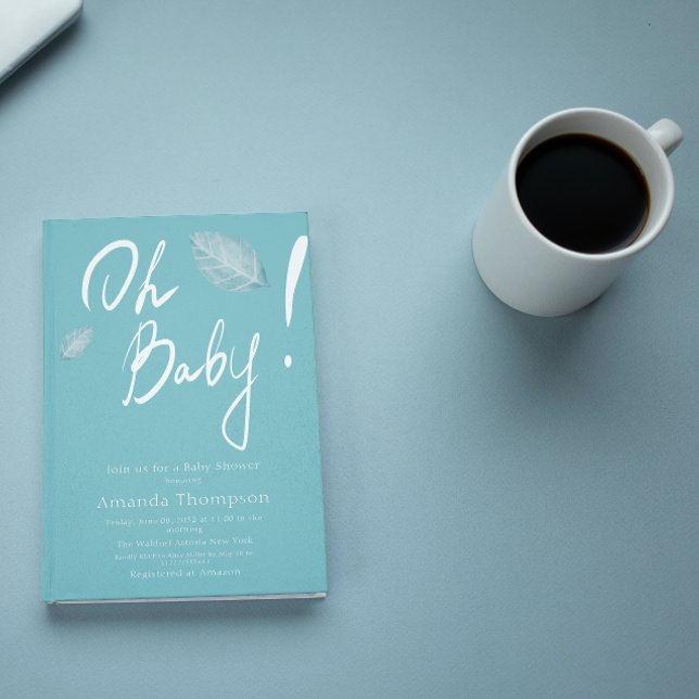 Convite Chá de fraldas Blue Boy manuscrito mínimo (Criador carregado)