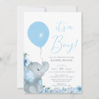 Chá de fraldas Blue Floral Elephant Boy