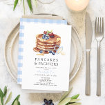 Convite Chá de fraldas Blue Gingham Boy Pancakes & Pacific<br><div class="desc">Este belo convite para chá de fraldas/brunch do garoto "panquecas e pacificadores" apresenta um fundo branco com panquecas, bagas e um pacificador azul. O verso apresenta um fundo branco com um padrão de verificação de gingham em azul claro. Personalize-o para as suas necessidades. Você pode encontrar produtos correspondentes na minha...</div>