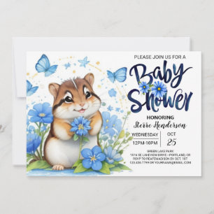 Convite Chá de fraldas Bluebell Whimsy Chipmunk Blue Boy