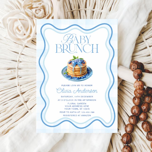 Convite Chá de fraldas Blueberry Baby Brunch (Criador carregado)