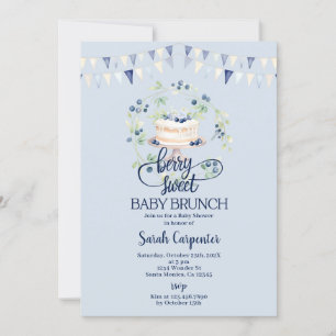 Convite Chá de fraldas Blueberry Baby Brunch
