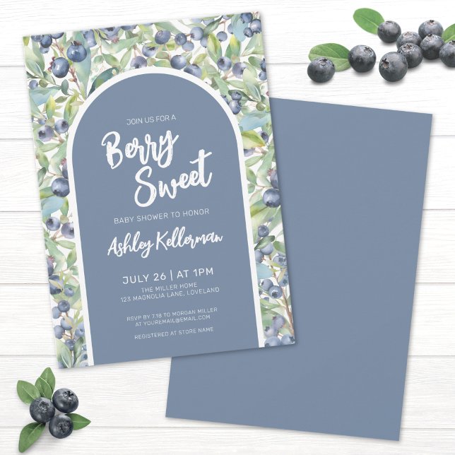Convite Chá de fraldas Blueberry Berry Sweet (Blueberry Berry Sweet Baby Shower Invitation)