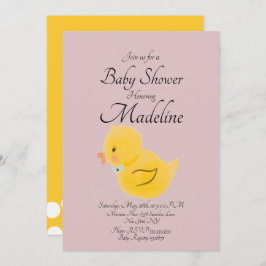 Convite Chá de fraldas Blush de Pato de Borracha com Cor d