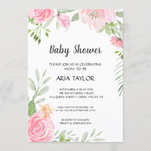 Convite Chá de fraldas Blush Peonies