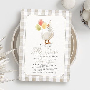 Convite Chá de fraldas Bobo Goose Beige Gingham