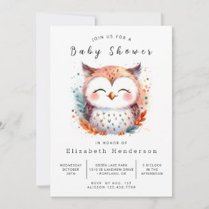 Convite Chá de fraldas Bohemian Classic Owl