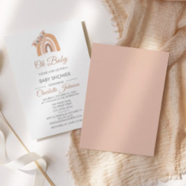 Convite Chá de fraldas Bohemian Floral Rainbow Pink Pastel