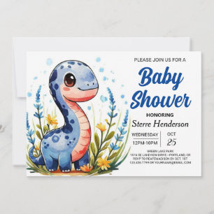 Convite Chá de fraldas Bohemian Funny Imintable Dinossaur 
