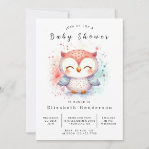 Convite Chá de fraldas Bohemian Watercolor Owl