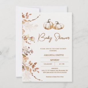 Convite Chá de fraldas Boho Brown Beige Pumpkin