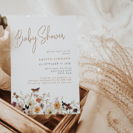 Convite Chá de fraldas Boho das Flores Selvagens de Queda