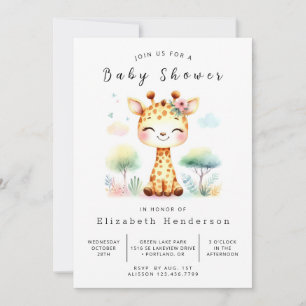 Convite Chá de fraldas Boho Digital Giraffe