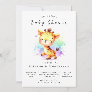 Convite Chá de fraldas Boho Digital Giraffe