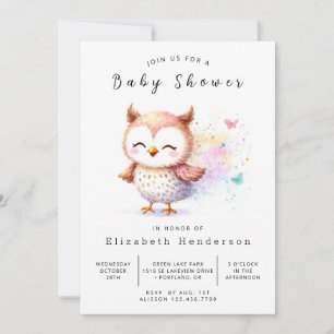 Convite Chá de fraldas Boho Elegant Owl