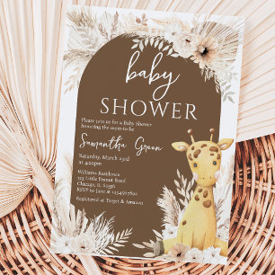 Convite Chá de fraldas Boho Giraffe