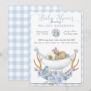 Convite Chá de fraldas BOHO Meninos Hammock Baby