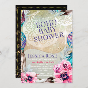 Convite Chá de fraldas Boho Moon Mama